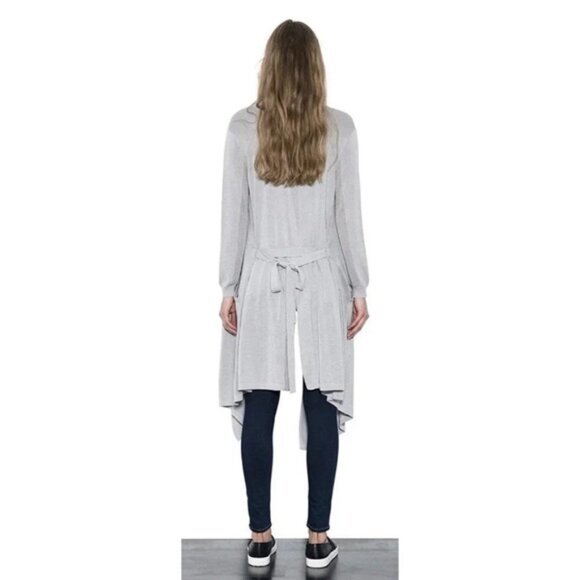 Anthropologie One Grey Day Vesper Cardigan Sweater Belted Duster Draped Gray XS - Picture 14 of 15